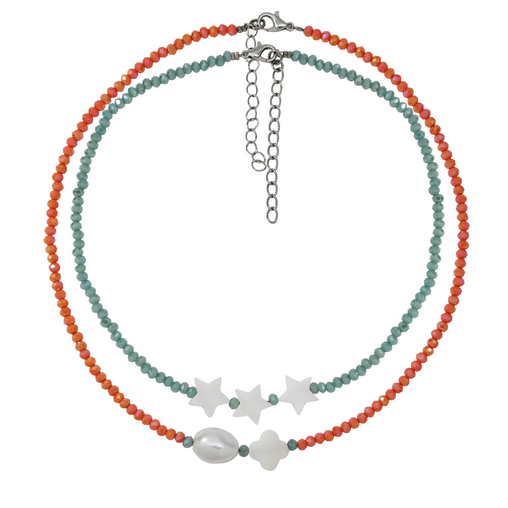 Collar De Clavícula De Perlas De Arroz Coloreado Al Por Mayor